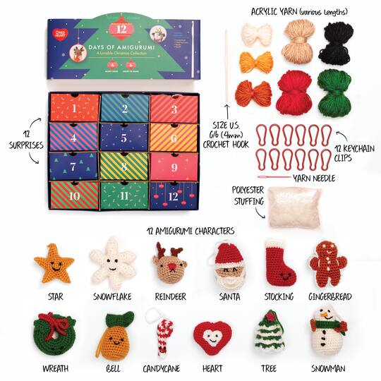 Red Heart® 12 Days of Amigurumi Christmas Advent Calendar Yarn Kit